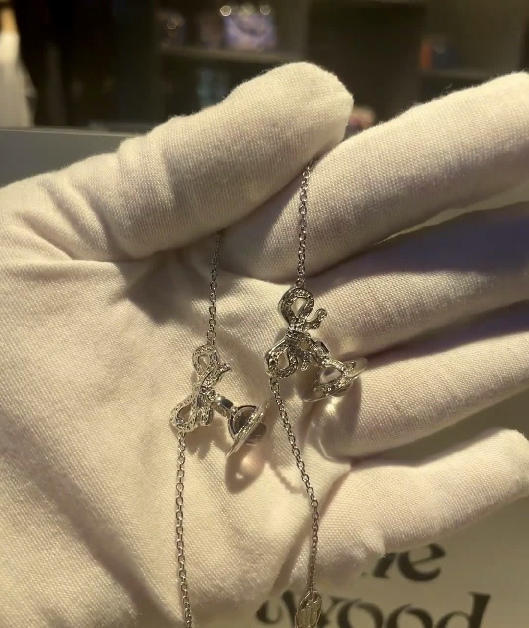 Vivienne Westwood Silver Tone Crystal & Rainbow Moonstone Necklace